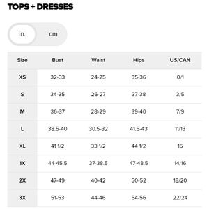 Fashion Nova Women's Size Chart